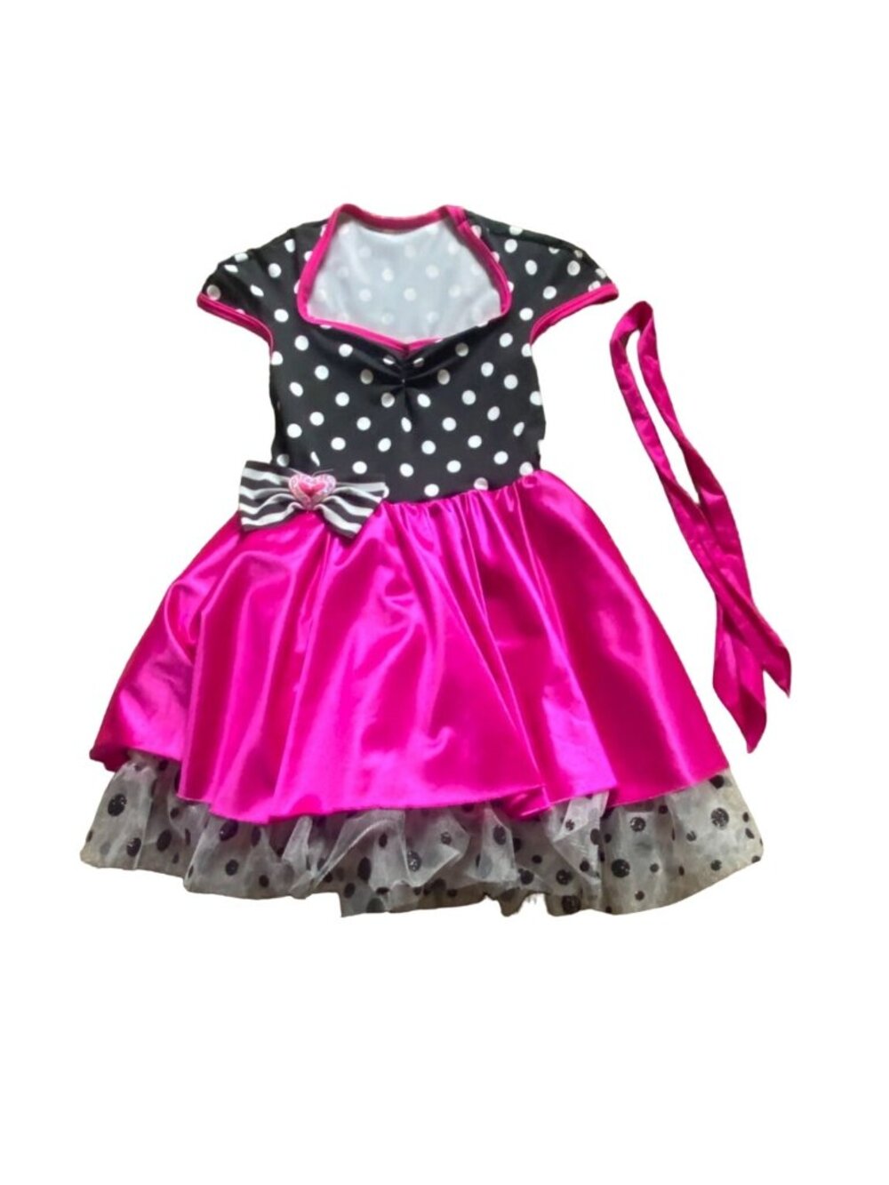 Curtain Call Pink Black Polka Dot Tulle Tutu Jazz Tap Dance Recital Costume-CM